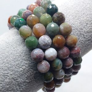 ☆8mm Indian Moss Agate Faceted Bracelets